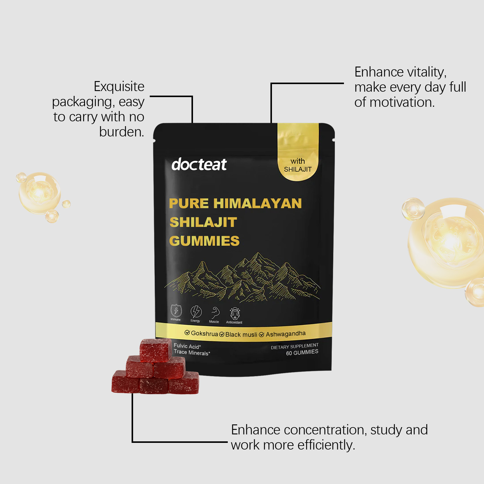 Shilajit Gummies High Potency  - đánh giá và giá Shilajit Resin Pure